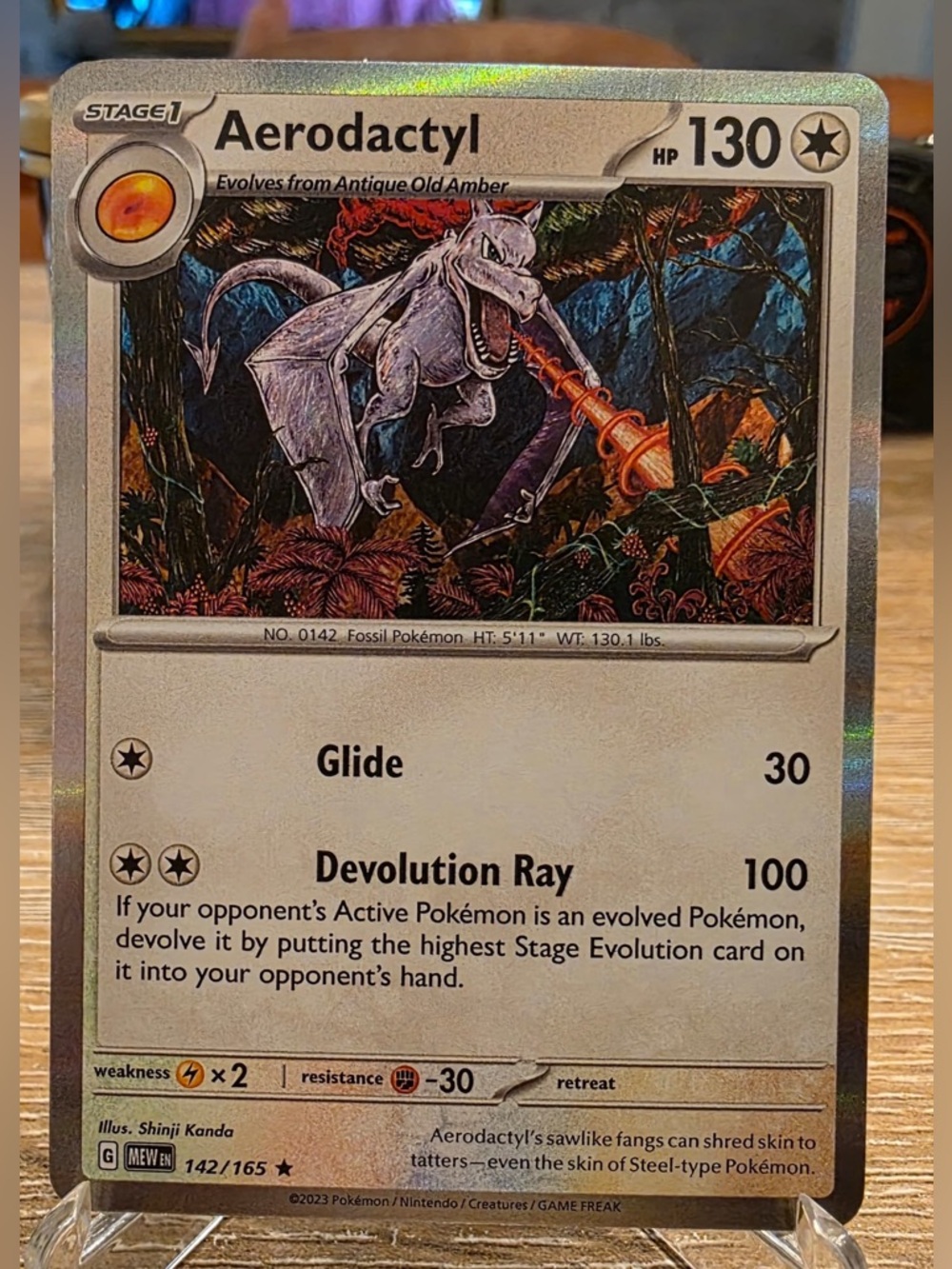 Pokémon TCG Aerodactyl 151 Holo Rare - Shinji Kanda Art - NM